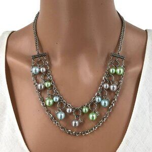 Paparazzi Rockafeller Romance Silver Tone Green Beaded Earrings Set New
